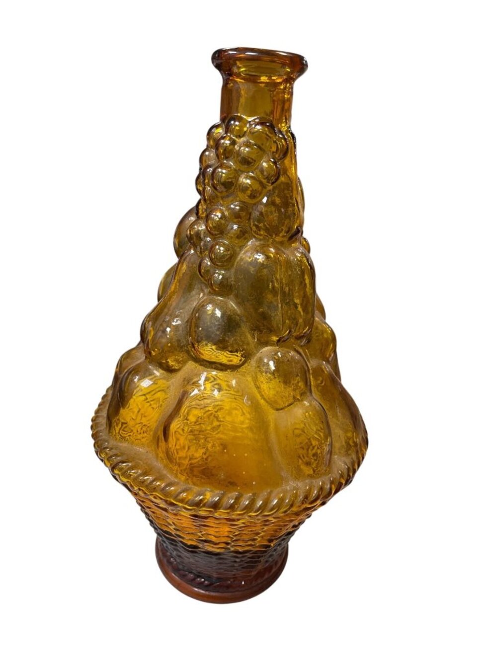 Vintage amber glass fruit basket yellow decantor Italy 11"x6" aprox SKU 10-813